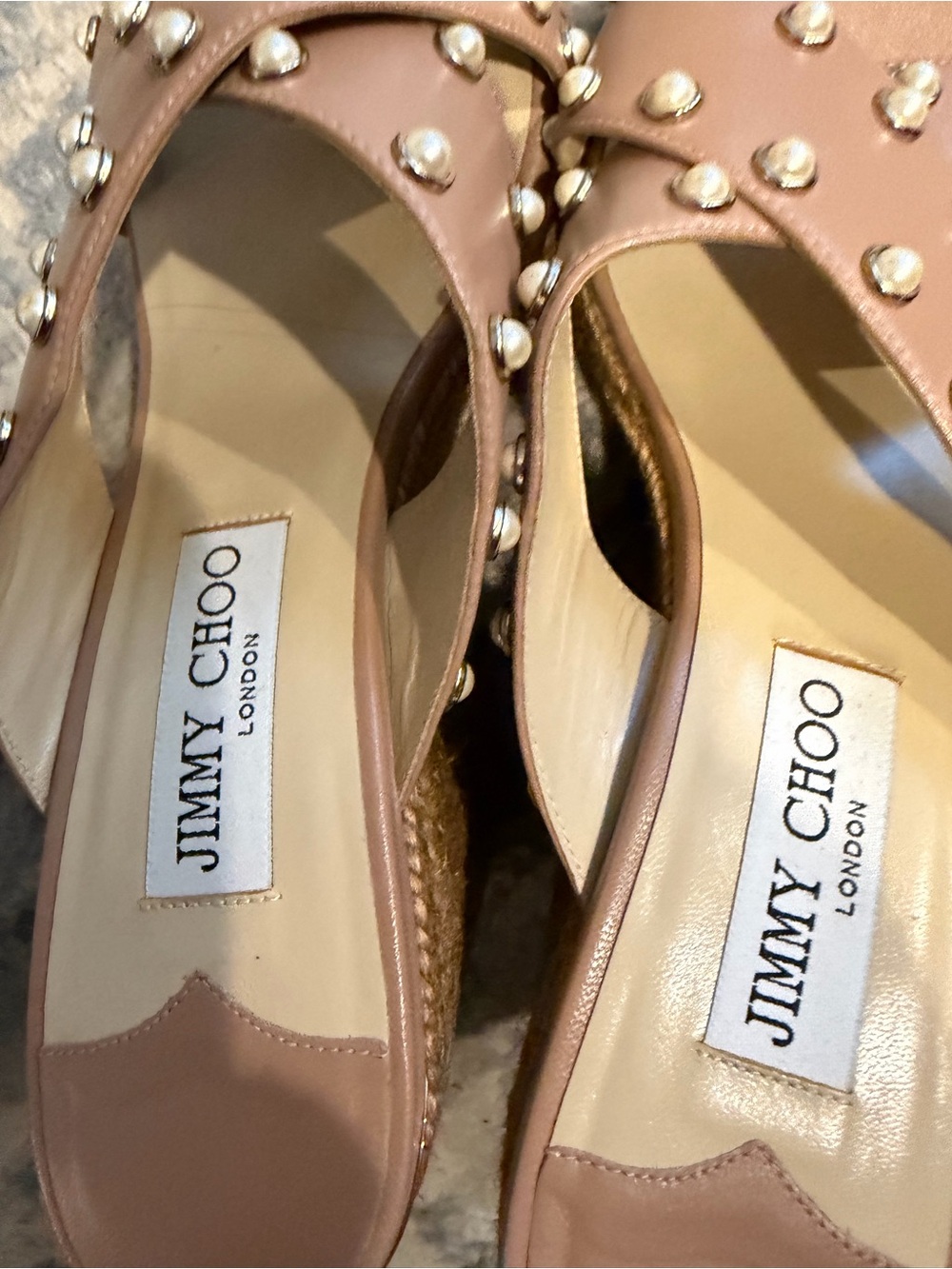 Jimmy Choo Blush Pink Studded Leather Mules